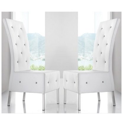 An Image of Asam Dining Chair In White Faux Leather in A Pair