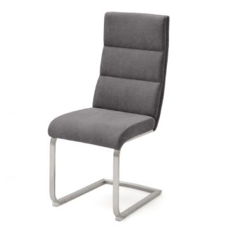 An Image of Hiulia Fabric Cantilever Dining Chair In Anthracite