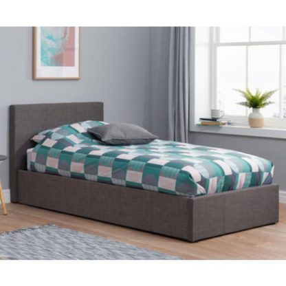 An Image of Berlin Fabric Ottoman Single Bed In Grey