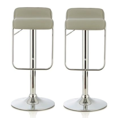 An Image of Mestler Modern Bar Stool In Grey Faux Leather In A Pair