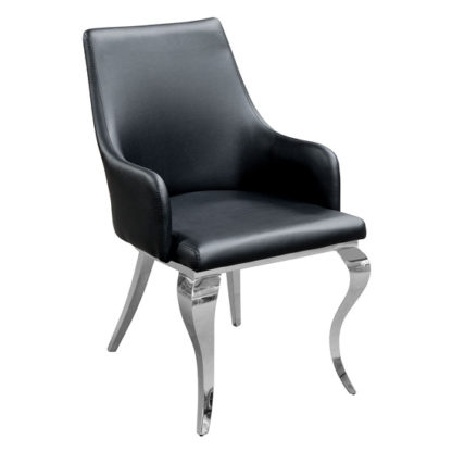 An Image of Faye Faux Leather Dining Chair In Black
