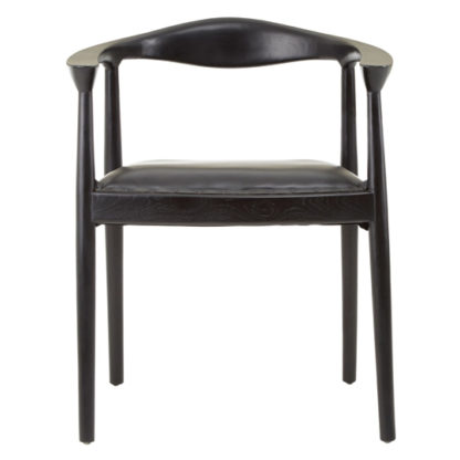 An Image of Formosa Teak Wood Chair With Black Leather