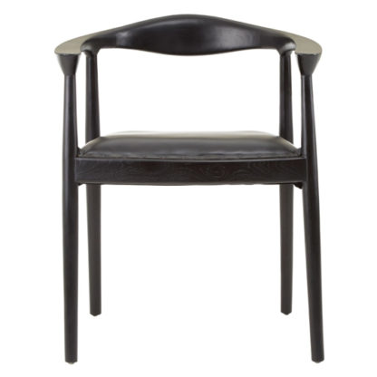 8130ab6e3e81e605cff61c7b7e9cdf4b7aa982f5869083e65fb0b15d10dd7c68.jpg An Image of Formosa Teak Wood Chair With Black Leather