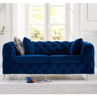 An Image of Berenices Plush Fabric 2 Seater Sofa In Blue
