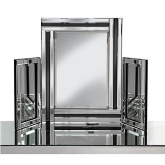 An Image of Elena Dressing Table Mirror In Silver With Black Inserts