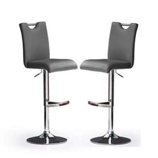 An Image of Bardo Bar Stools In Grey Faux Leather in A Pair