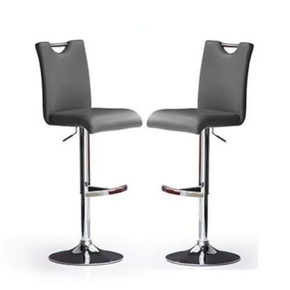 An Image of Bardo Bar Stools In Grey Faux Leather in A Pair