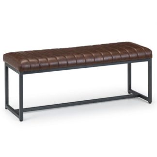 An Image of Brooklyn Faux Leather Upholstered Bench In Brown