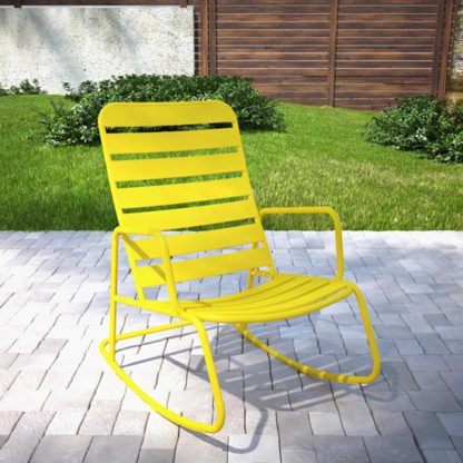 An Image of Novogratz Roberta Rocking Chair In Yellow