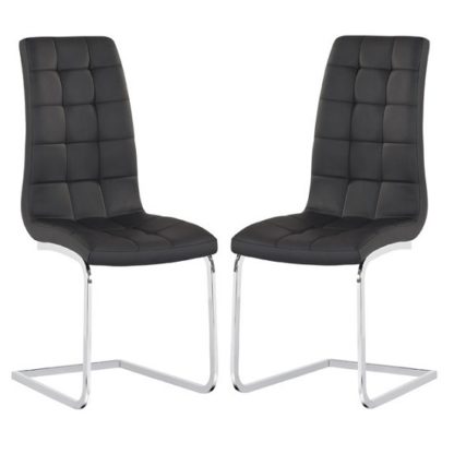 An Image of Torres Dining Chair In Black Faux Leather in A Pair