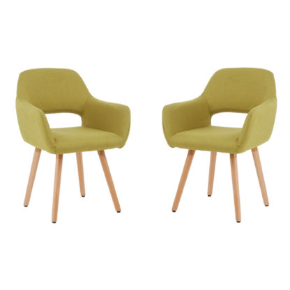 An Image of Porrima Green Dining Chair With Wooden Legs In Pair