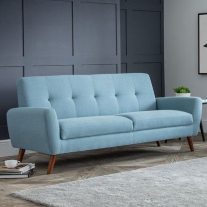 82a21c905af3b608f1012052e7c9280a9b9c0bdf0b5c5fa4b2f60c081e9e916b.jpg An Image of Monza Linen Compact Retro 3 Seater Sofa In Blue