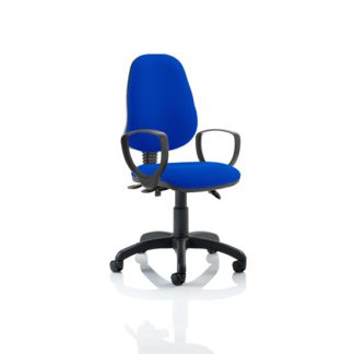 An Image of Redmon Fabric Office Chair In Blue With Loop Arms