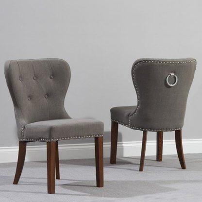 830f2208e186ab22db220c4ad3be91230136b6ece427f32937e90d261cb5687a.jpg An Image of Chason Dark Wood Grey Dining Chair In Pair