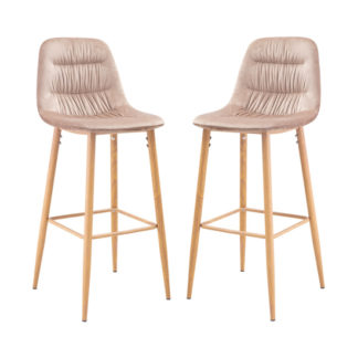 An Image of Harper Beige Finish Bar Stool In Pair