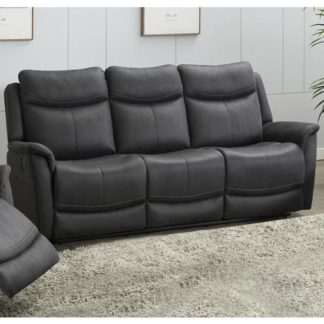 An Image of Arizona Fabric 3 Seater Manual Recliner Sofa In Slate