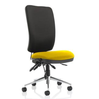 An Image of Chiro High Black Back Office Chair In Senna Yellow No Arms