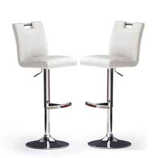 An Image of Casta Bar Stools In White Faux Leather in A Pair