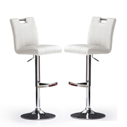 8394b38d31aab6195dcd5ebead2a2f160e9eab8af4b96f0dcd1b5599aaf0f427.jpg An Image of Casta Bar Stools In White Faux Leather in A Pair