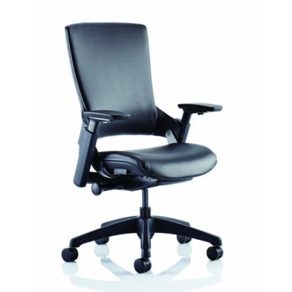 An Image of Molet Black Back Leather Office Chair In Black