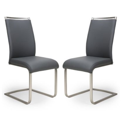 An Image of Franklin Grey Velvet Fabric Dining Chair In A Pair