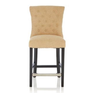 An Image of Marlon Bar Stool In Oatmeal Fabric With Black Legs