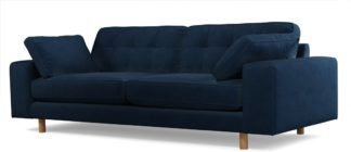 An Image of Content by Terence Conran Tobias, 3 Seater Sofa, Plush Indigo Velvet, Light Wood Leg