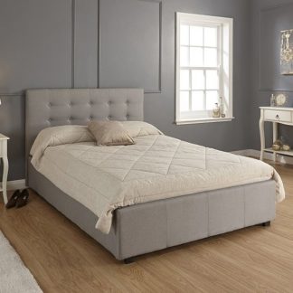 An Image of Lucca Fabric Ottoman Storage King Size Bed In Grey