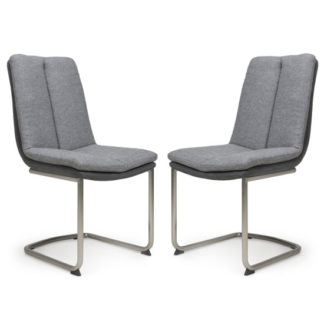 An Image of Triton Light Grey Linen Effect Dining Chair In A Pair