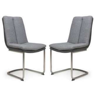 An Image of Triton Light Grey Linen Effect Dining Chair In A Pair