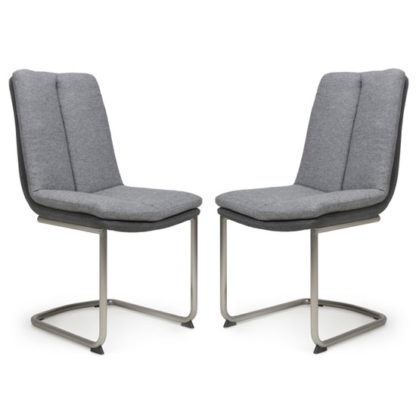 An Image of Triton Light Grey Linen Effect Dining Chair In A Pair