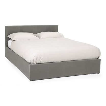 84d2ecc4c09666bbf5109f07a3d6d5d3f3eab50db1e94fc95046f1a08a9d6f2b.jpg An Image of Evelyn Steel Fabric Upholstered Ottoman King Size Bed