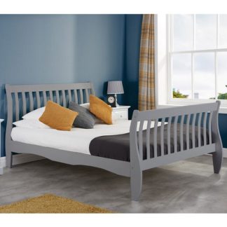 An Image of Emberly Wooden Small Double Bed In Grey