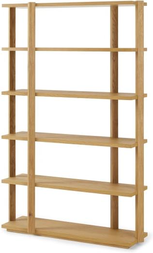 An Image of Bayron Wide Shelving Unit, Brushed Solid Oak