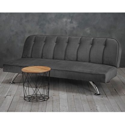 An Image of Wingert Velvet Sofa Bed In Grey With Silver Finished Legs
