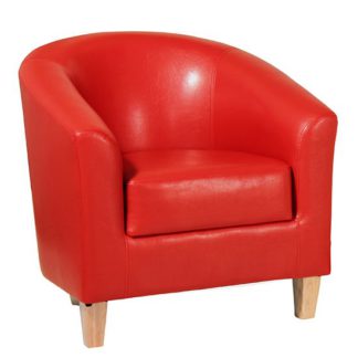 An Image of Leporis PU Leather 1 Seater Sofa In Red