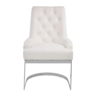 An Image of Azaltro Linen Fabric Dining Chair In Ivory