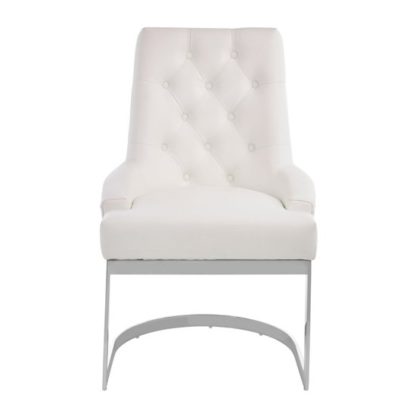 An Image of Azaltro Linen Fabric Dining Chair In Ivory