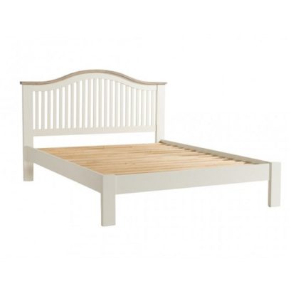 An Image of Alaya Wooden Double Size Bed In Stone White Finish