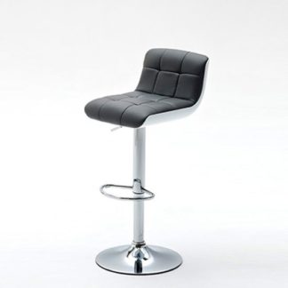 An Image of Bob Grey Bar Stool In Faux Leather With Chrome Base