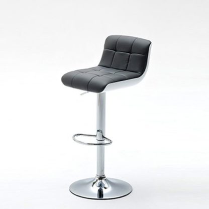 86153514676b01e895f0cf0412c8aeb53720343a5925455f3269ef8027f5d6ce.jpg An Image of Bob Grey Bar Stool In Faux Leather With Chrome Base