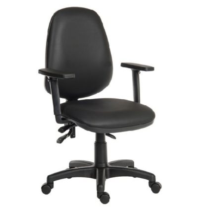 864cdfbbedf90083d601537faea6c18e59b68d0b7861ab1a19a03279203f90ec.jpg An Image of Barton Home Office Chair In Black With Rollers