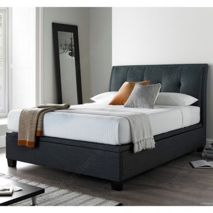 An Image of Evelyn Fabric Ottoman Storage King Size Bed In Slate