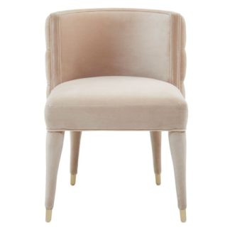 An Image of Sadalsuud Beige Velvet Feature Chair With Wooden Legs