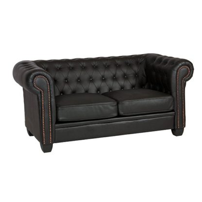 An Image of Winston Leather And PVC 2 Seater Sofa In Black