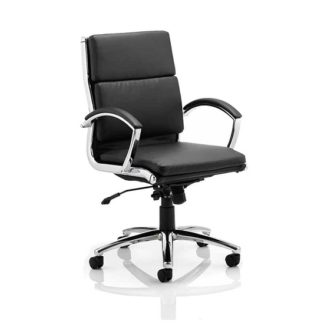 An Image of Olney Bonded Leather Office Chair In Black With Medium Back