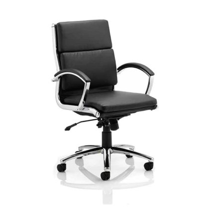 87553d42571a8bd74f8305fdf86d4ebf7eeac8cc218e2f195bedcbaa6464e588.jpg An Image of Olney Bonded Leather Office Chair In Black With Medium Back