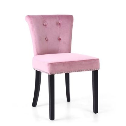 An Image of Sandringham Lionhead Brushed Velvet Accent Chair In Pink Blush