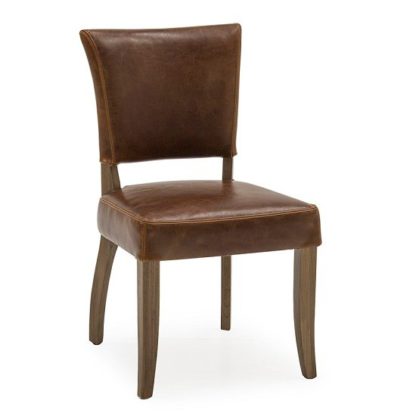 An Image of Epping PU Leather Dining Chair In Tan Brown With Wooden Frame