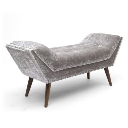 881ddcdc58a59155856bcdfb26820c08d12f154d93750e9c5a1a4cbad71f80e8.jpg An Image of Mulberry Medium Crushed Velvet Chaise In Silver With Wooden Feet